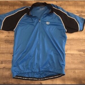 Canari Mens Blue Full Zip Cycling Shirt Sleeve Jersey Size XL
